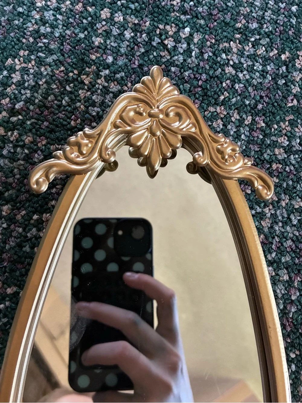 Gold-Tone Decorative Oval Phone Case Accent Mirror - Unbranded